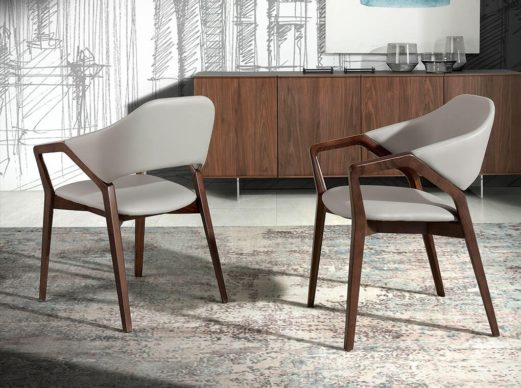 Scaun Dining din Nuc cu Piele Ecologica Angel Cerda