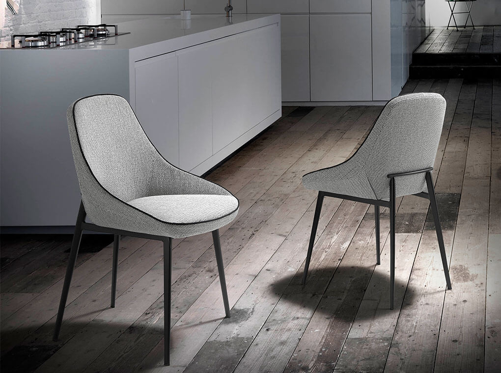 Scaun de Masa din tesatura Gri cu Margini Negre Angel Cerda