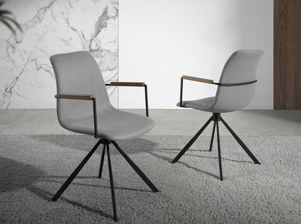 Scaun Rotativ Tapitat cu Material Textil Gri Angel Cerda