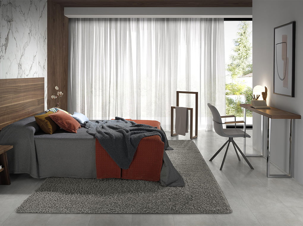 Scaun Rotativ Tapitat cu Material Textil Gri Angel Cerda