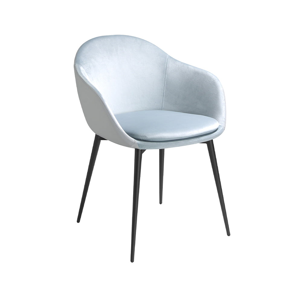 Scaun tapitat cu material textil si eco-piele cu picioare din otel negru Angel Cerda