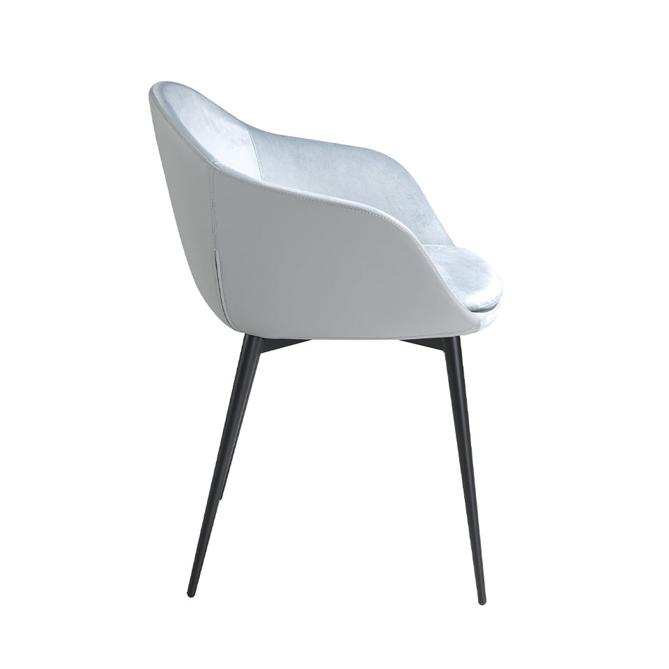 Scaun tapitat cu material textil si eco-piele cu picioare din otel negru Angel Cerda