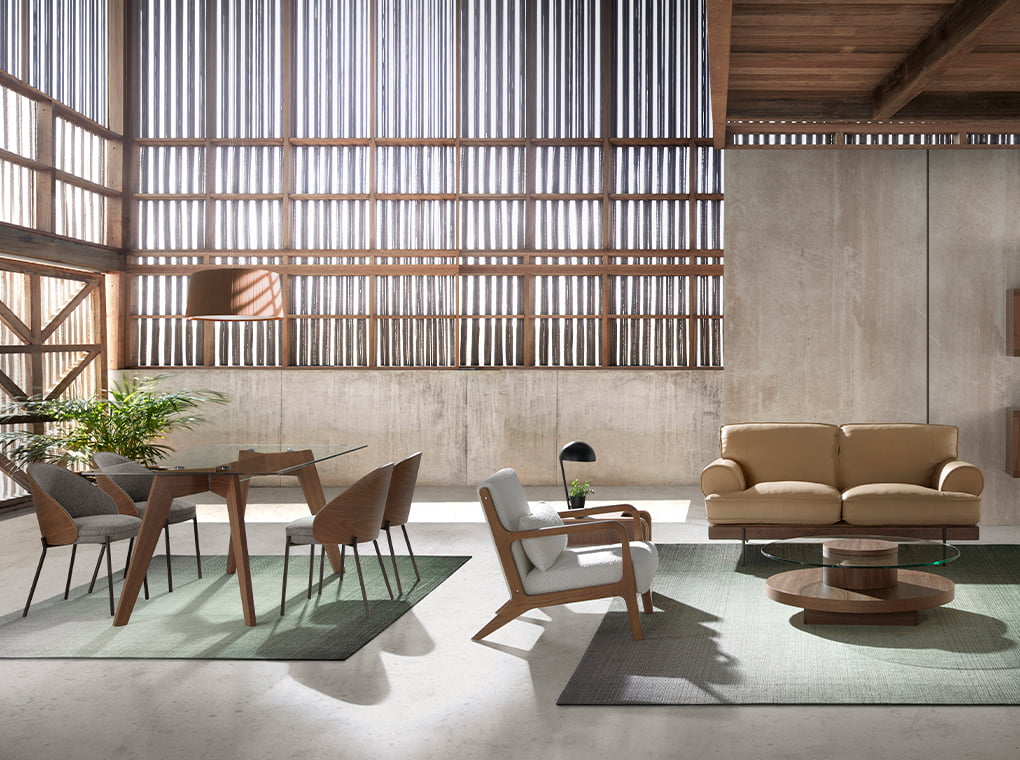 Scaun Tapitat din Nuc cu Structura Metalica Angel Cerda