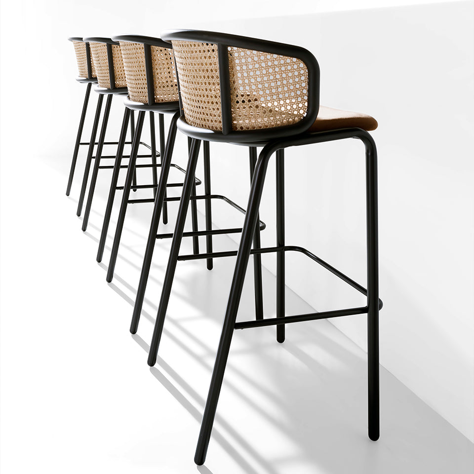 Scaun Bar din Catifea Maro si Rachita cu Picioare din Otel Angel Cerda