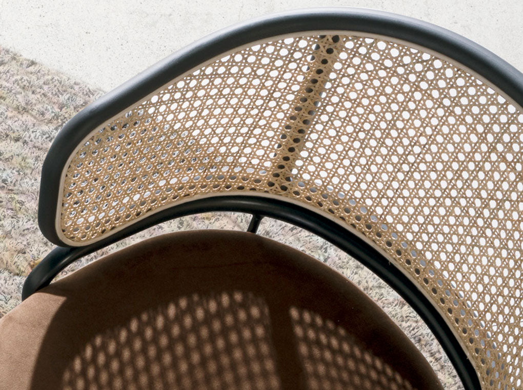 Scaun Pivotant din Catifea Maro si Ratan Angel Cerda