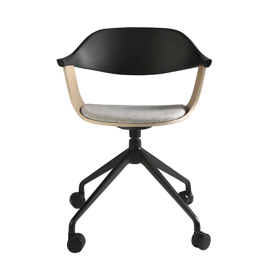 Scaun de Birou Pivotant cu Stofa Gri si PVC Negru Angel Cerda