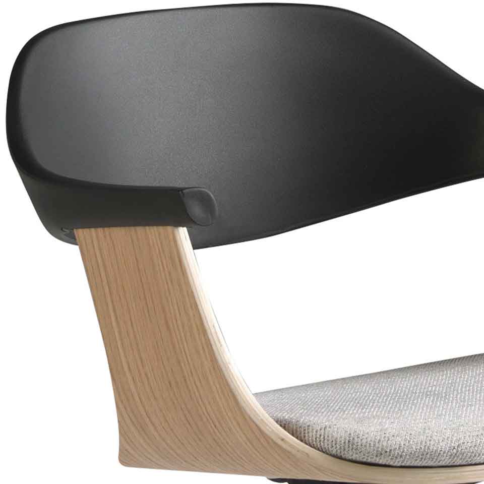 Scaun de Birou Pivotant cu Stofa Gri si PVC Negru Angel Cerda