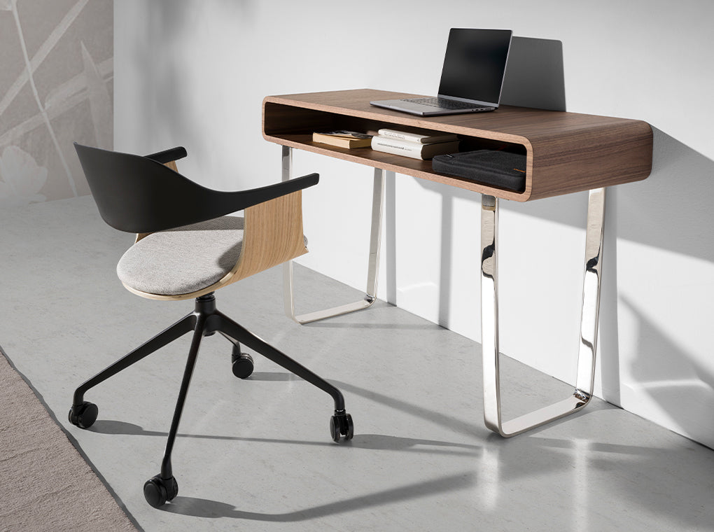 Scaun de Birou Pivotant cu Stofa Gri si PVC Negru Angel Cerda