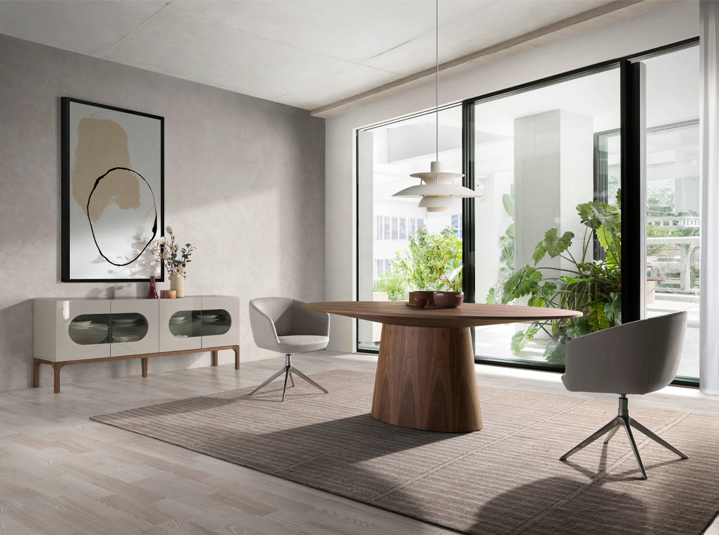 Scaun Pivotant din Stofa Gri Deschisa Angel Cerda