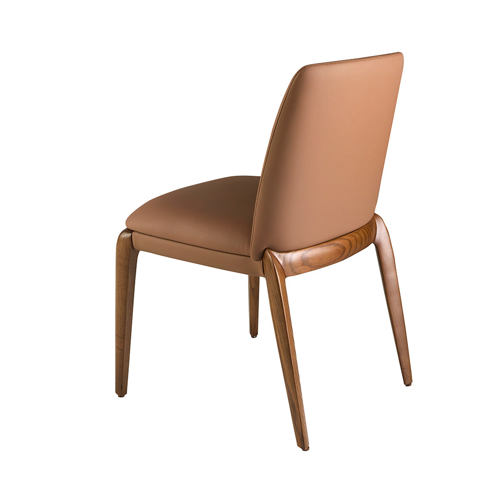 Scaun din Eco-Piele Maro cu Picioare din Lemn de Nuc Angel Cerda