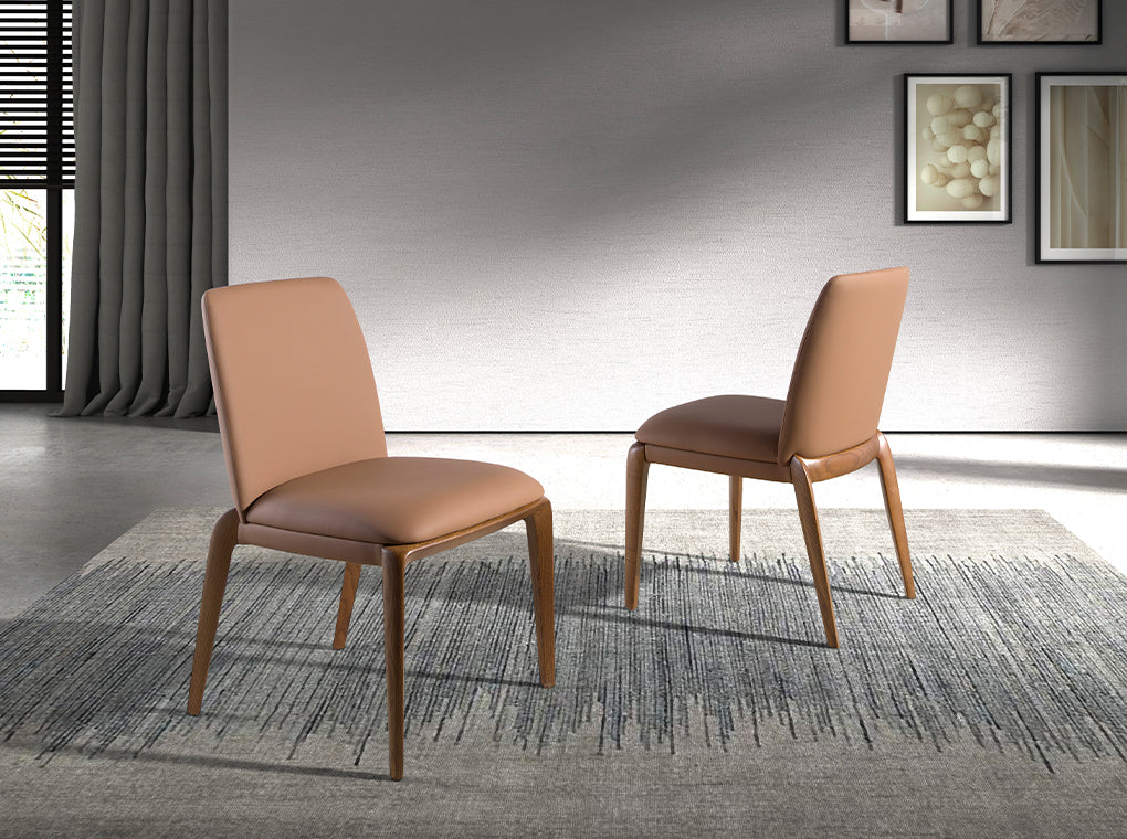 Scaun din Eco-Piele Maro cu Picioare din Lemn de Nuc Angel Cerda