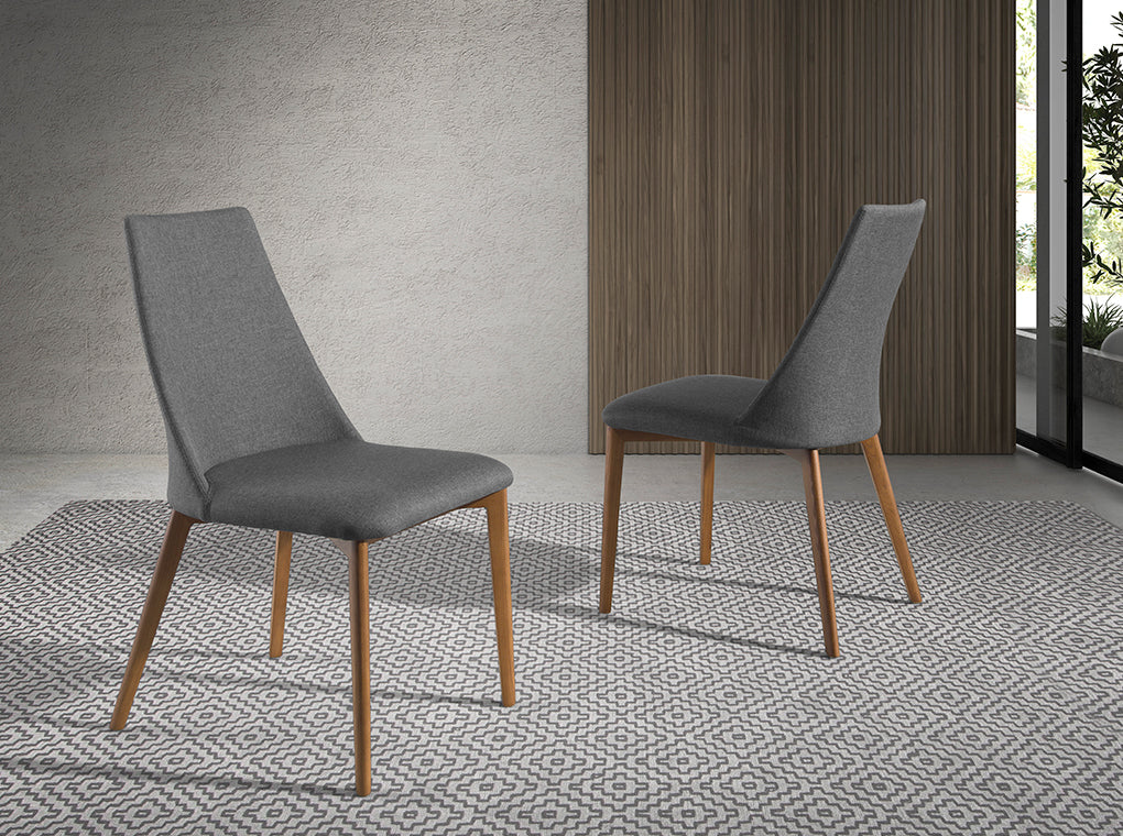 Scaun Tapitat Gri Inchis cu Picioare din Lemn de Nuc Angel Cerda