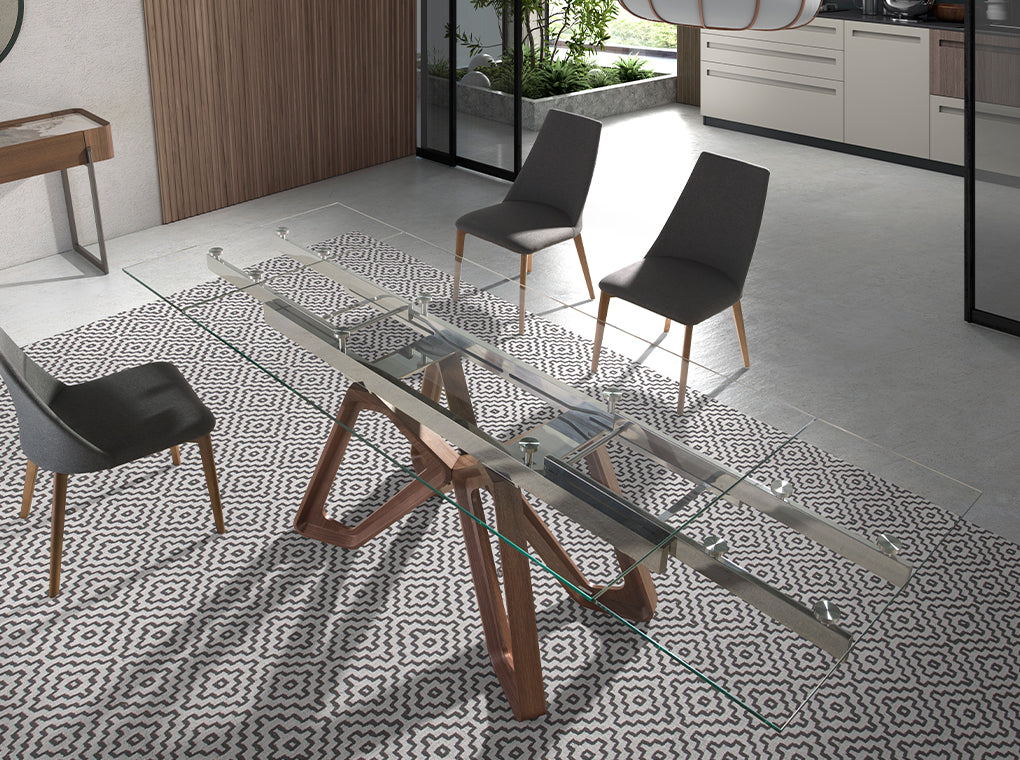 Scaun Tapitat Gri Inchis cu Picioare din Lemn de Nuc Angel Cerda