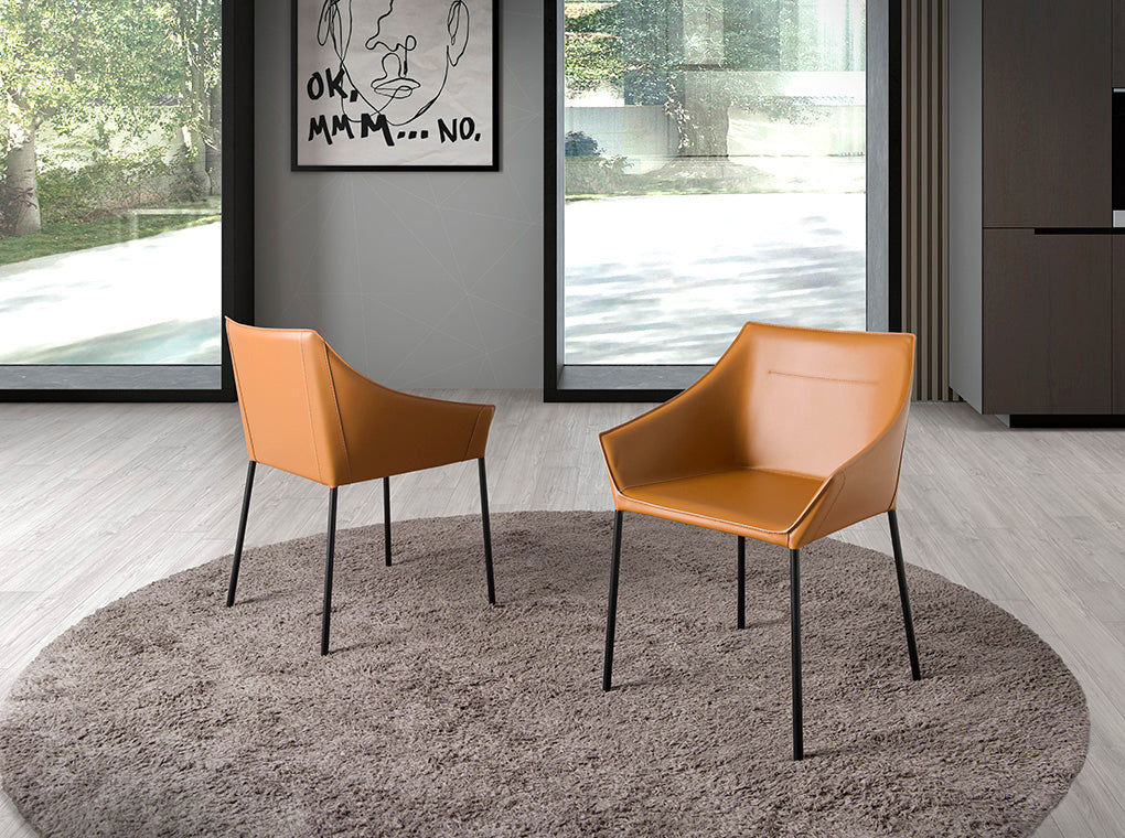 Scaun din Piele Ecologica cu Picioare din Otel Negru Angel Cerda