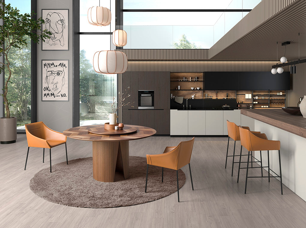 Scaun Bar din Piele Ecologica Maro cu Picioare din Otel Negru Angel Cerda