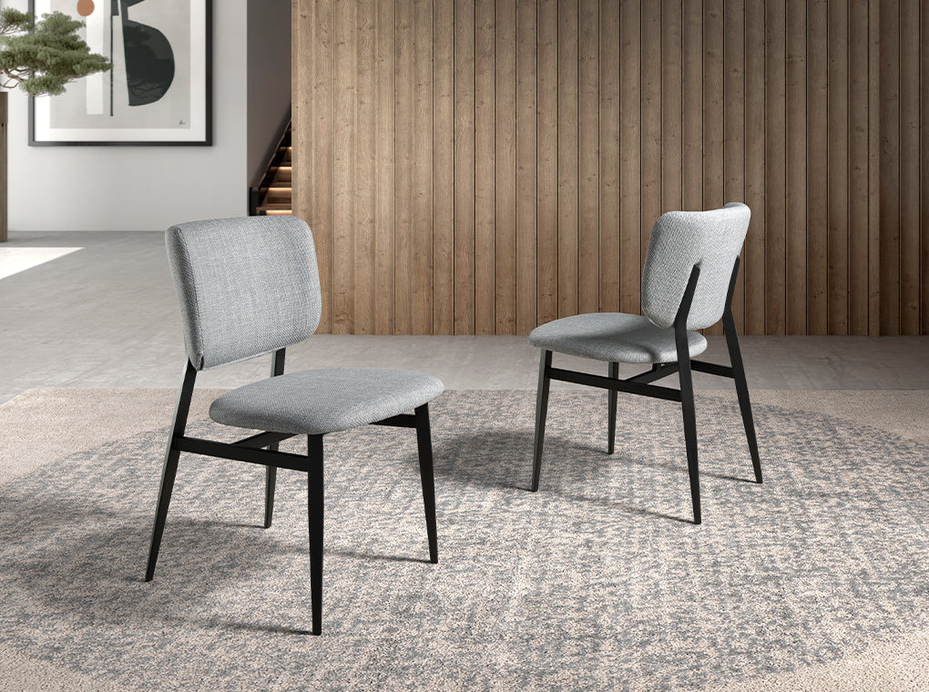 Scaun din Material Gri Deschis cu Picioare din Otel Negru Angel Cerda