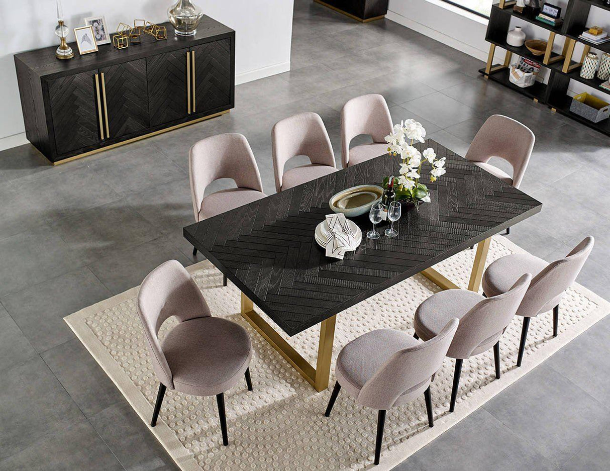 Masa Dining Negru Patinat din Stejar Masiv Livin Hill