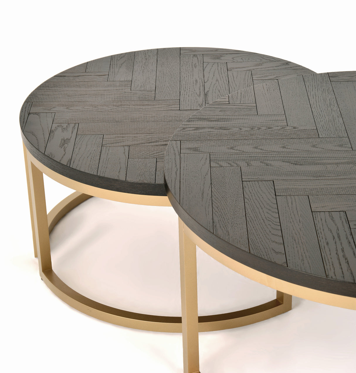 Masa de Cafea Rotunda din Stejar cu Picioare Aurii Livin Hill