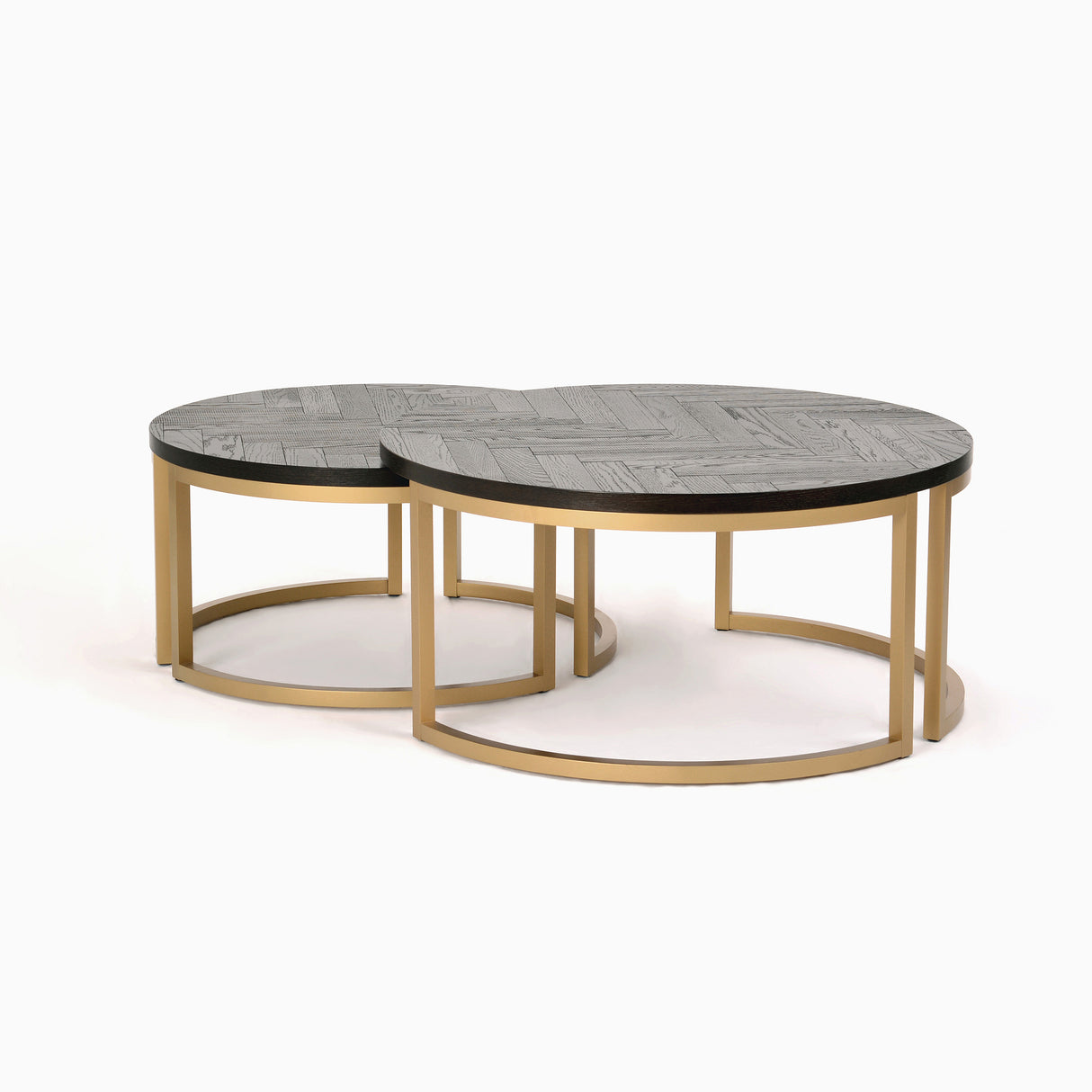 Masa de Cafea Rotunda din Stejar cu Picioare Aurii Livin Hill