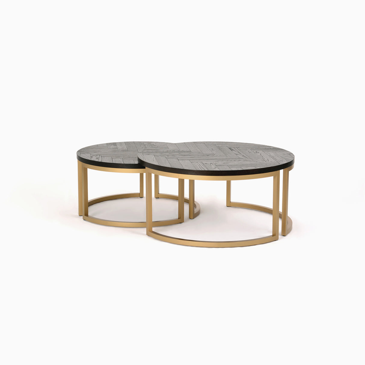 Masa de Cafea Rotunda din Stejar cu Picioare Aurii Livin Hill