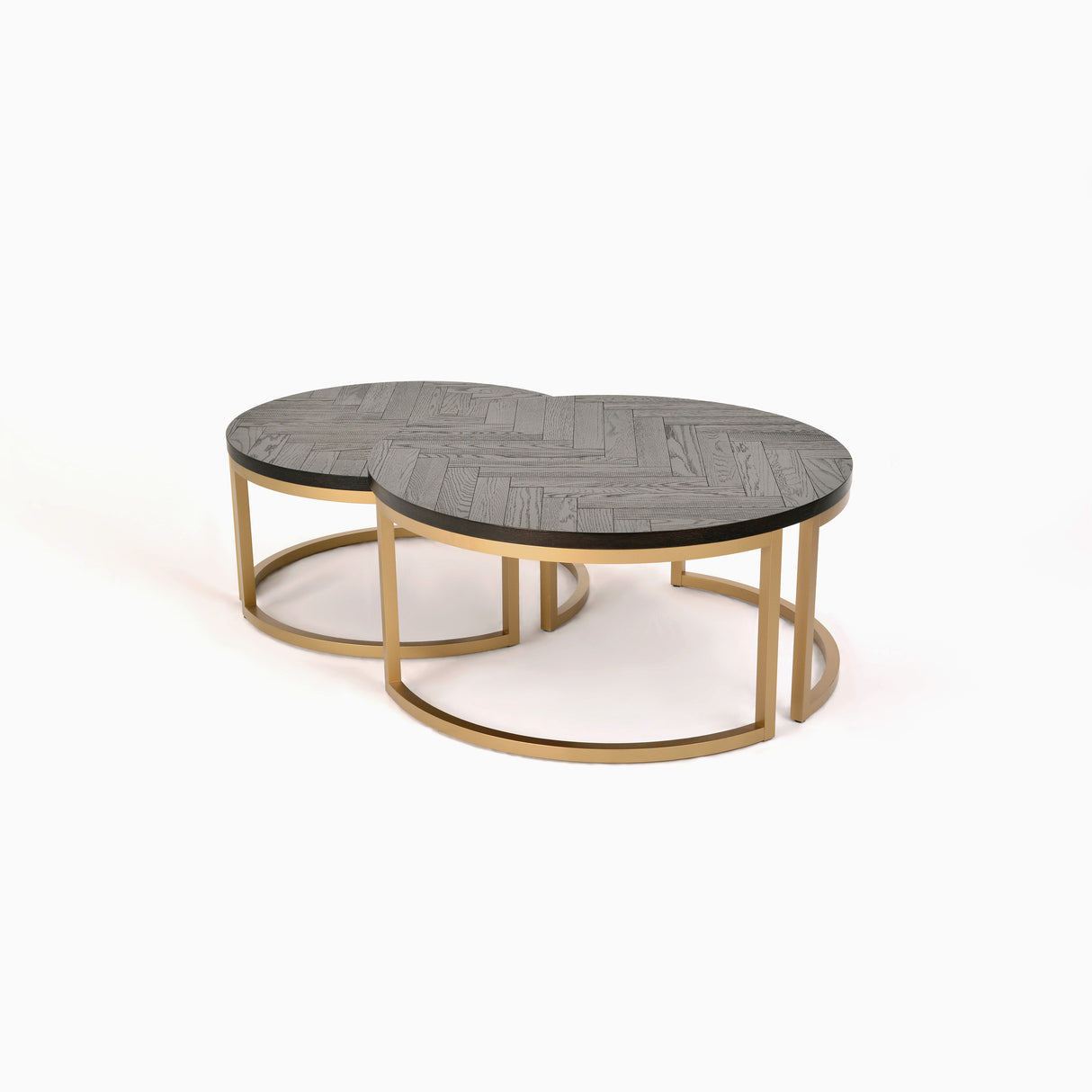 Masa de Cafea Rotunda din Stejar cu Picioare Aurii Livin Hill