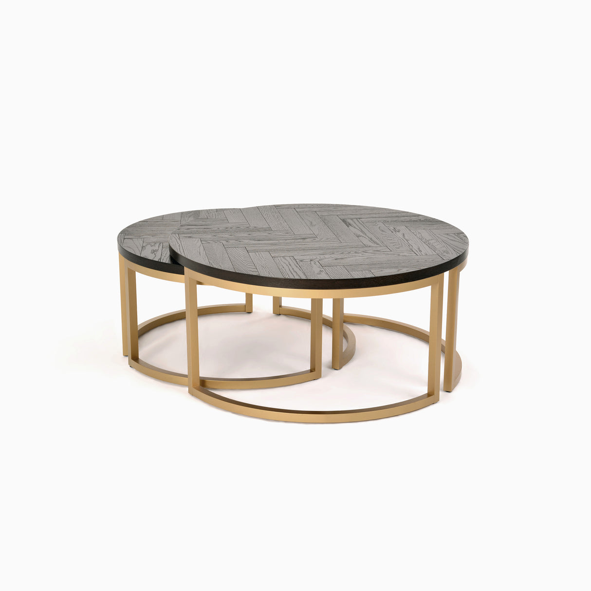 Masa de Cafea Rotunda din Stejar cu Picioare Aurii Livin Hill