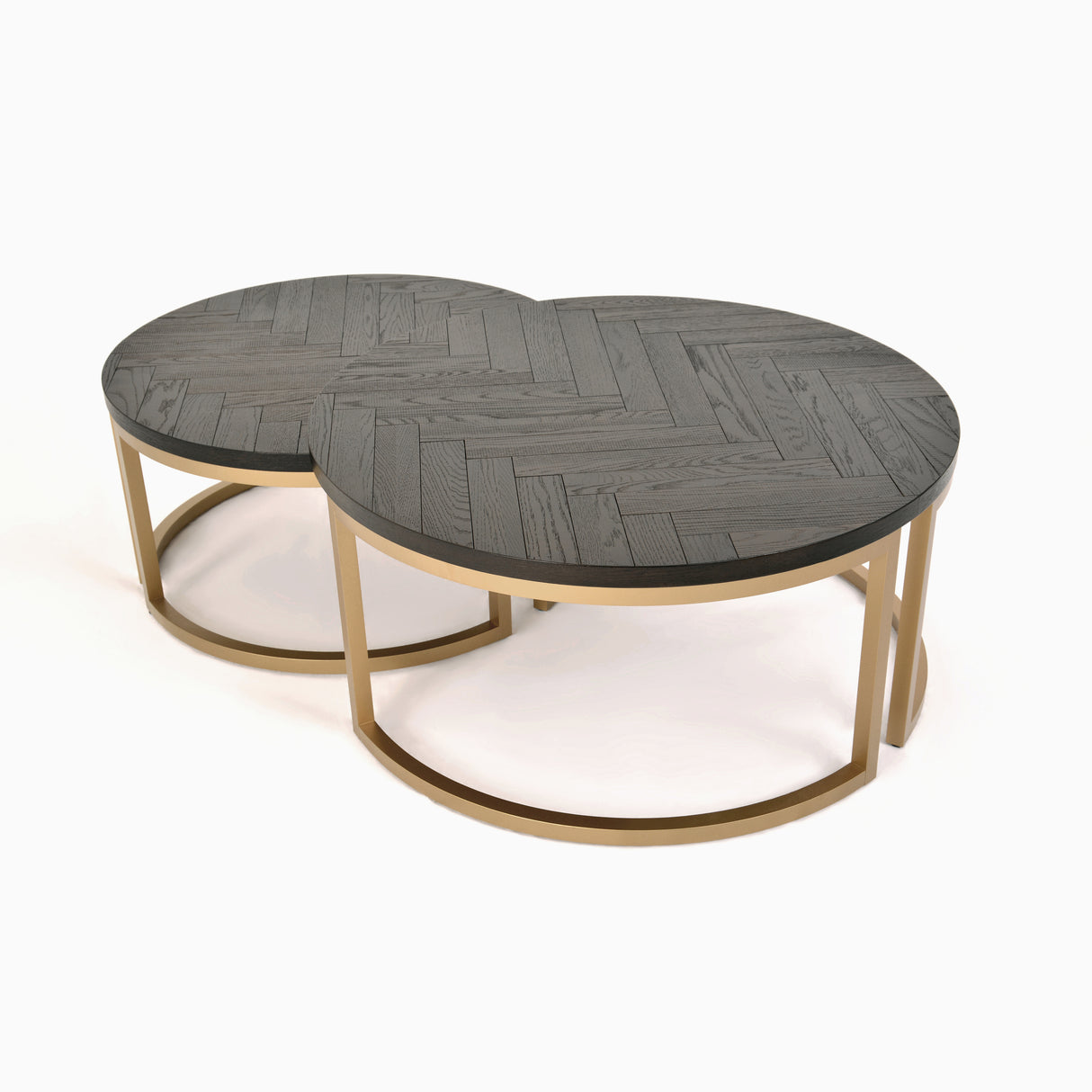 Masa de Cafea Rotunda din Stejar cu Picioare Aurii Livin Hill