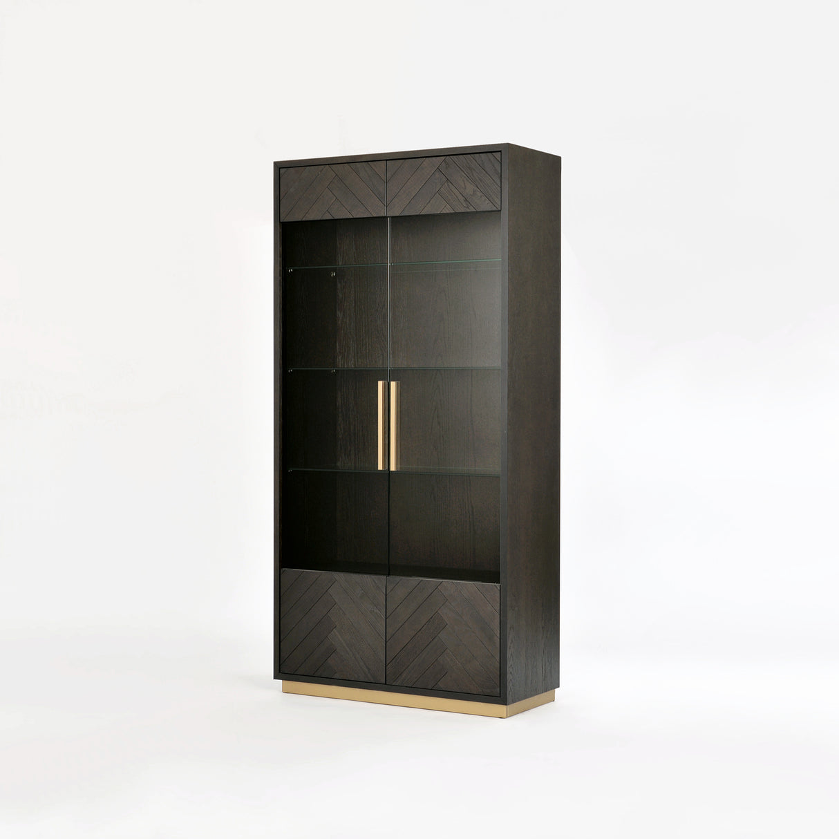 Vitrina Moderna din Lemn de Fag cu Intarsie de Jodel si LED-uri Livin Hill