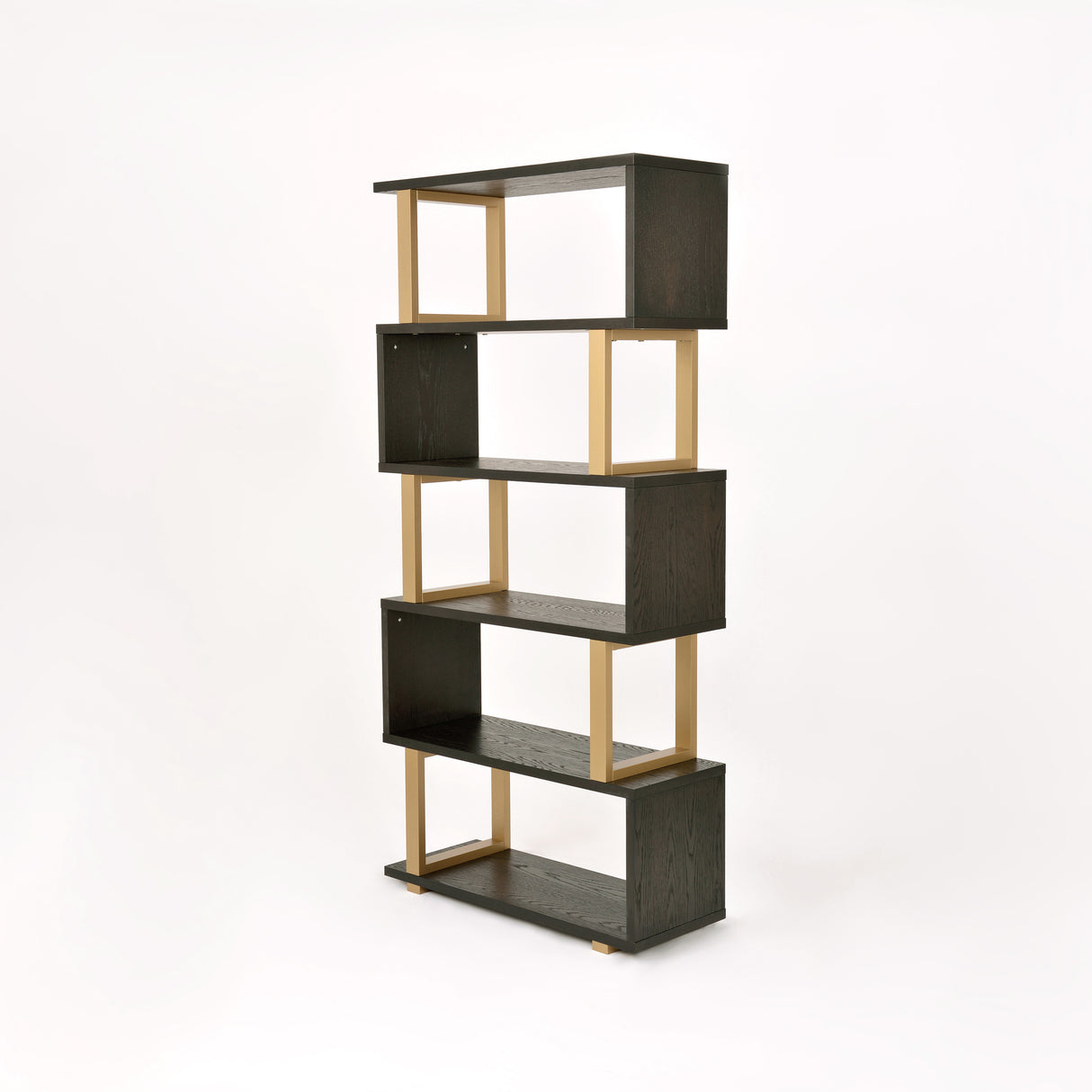 Biblioteca Moderna din Lemn de Fag cu Elemente Aurii Livin Hill