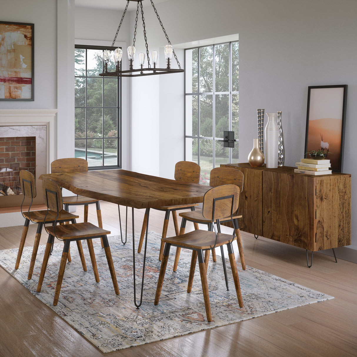 Masa de Dining industriala din Acacia cu Picioare Hairpin Livin Hill