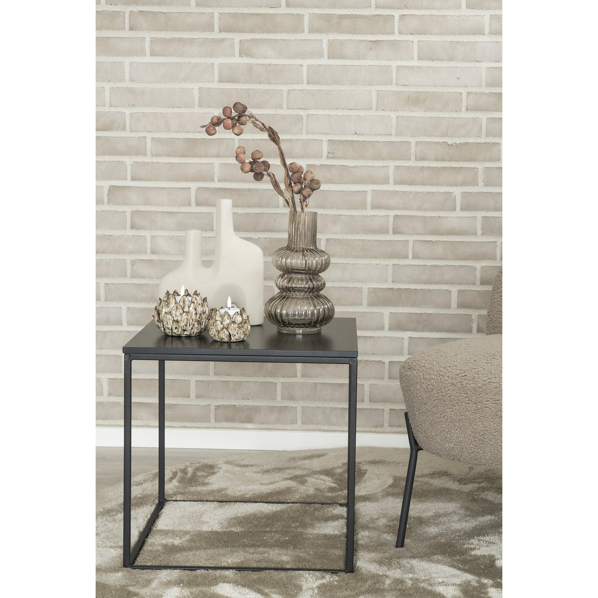 Vaza ceramica gri organica cu doua deschideri 23,5x8x27 cm House Nordic.