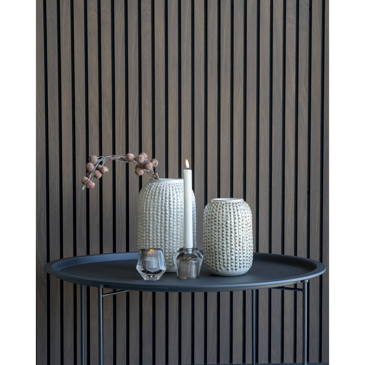 Vaza ceramica model bej rotunda Ø16x25,5 cm House Nordic.