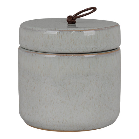Borcan ceramic capac gri rotund 10,5x10 cm House Nordic
