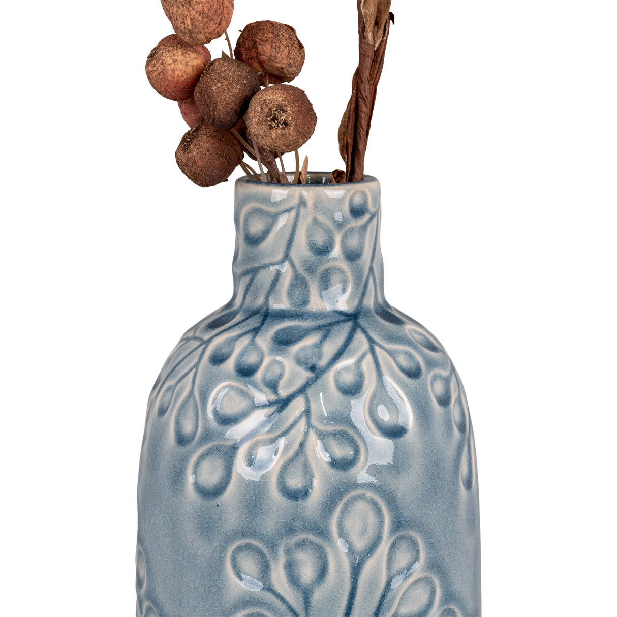 Vaza ceramica albastra cu model rotund Ø12x26 cm House Nordic
