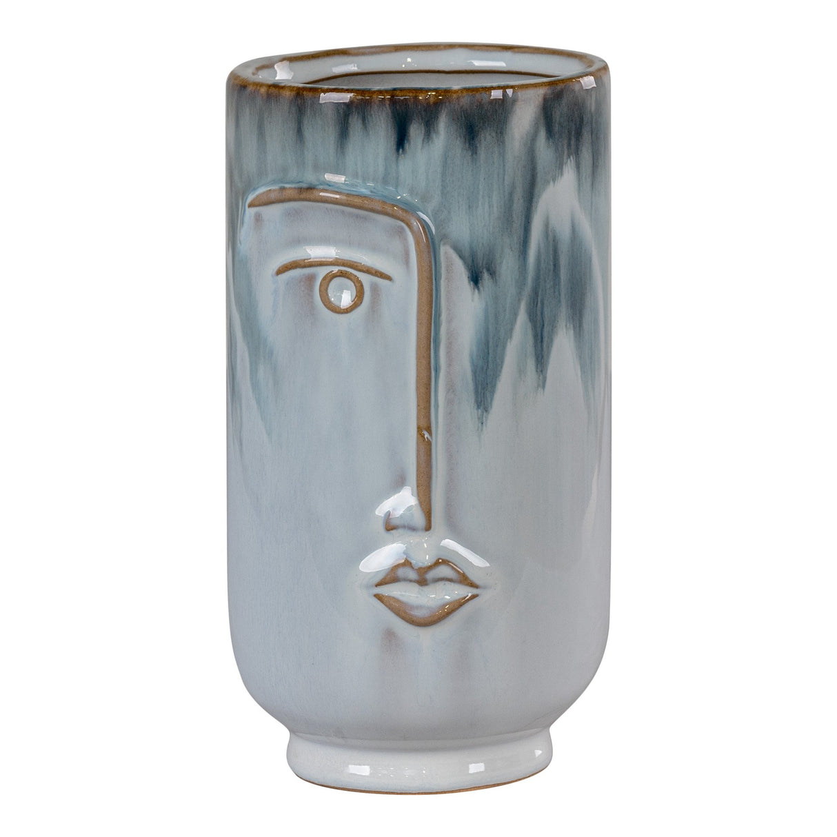 Vaza ceramica albastra doua tonuri fata rotunda Ø9,5x17 cm House Nordic.