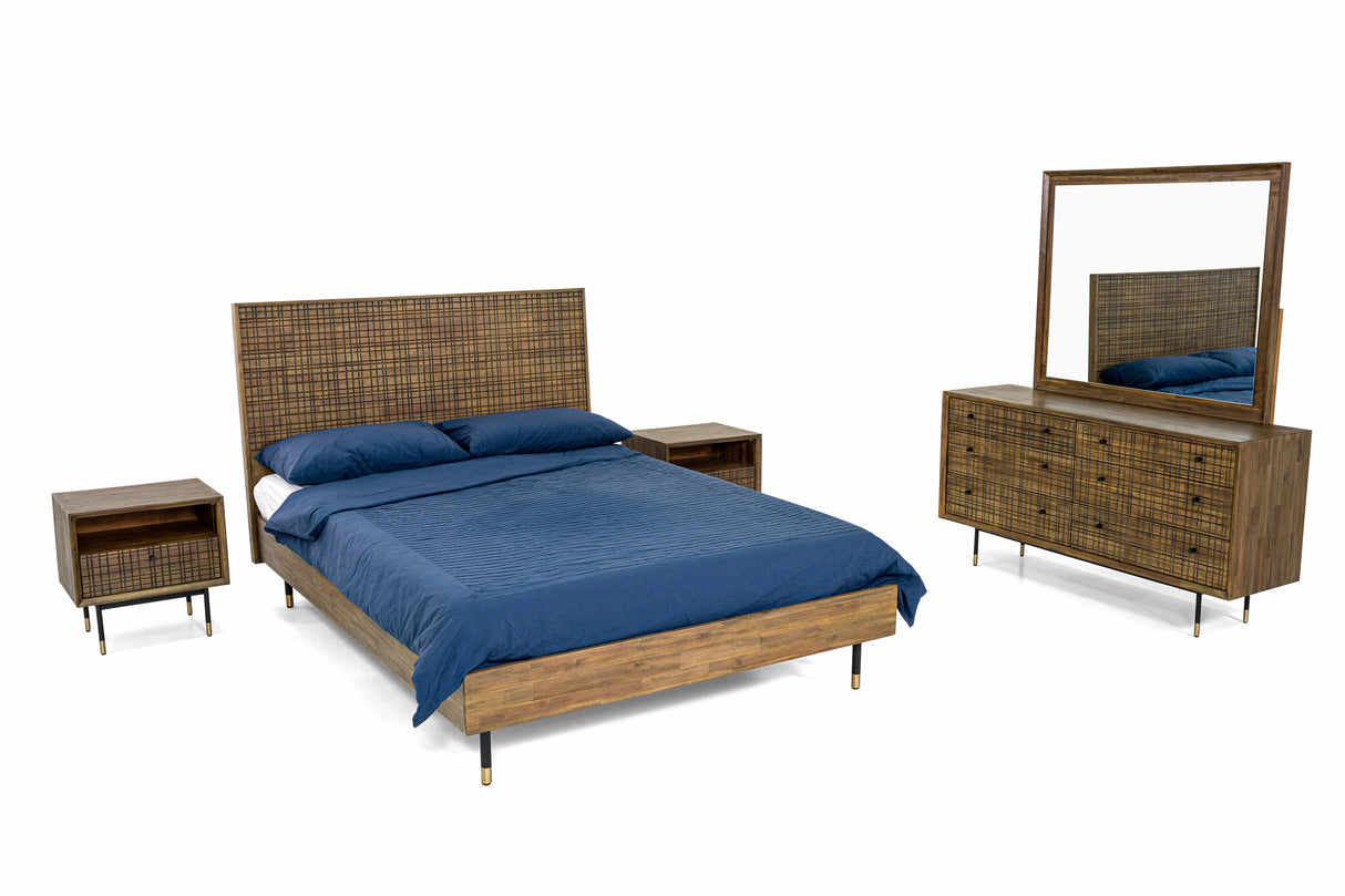 Pat din Lemn de Acacia Exotic cu Structura si Picioare Metalice Negre Livin Hill