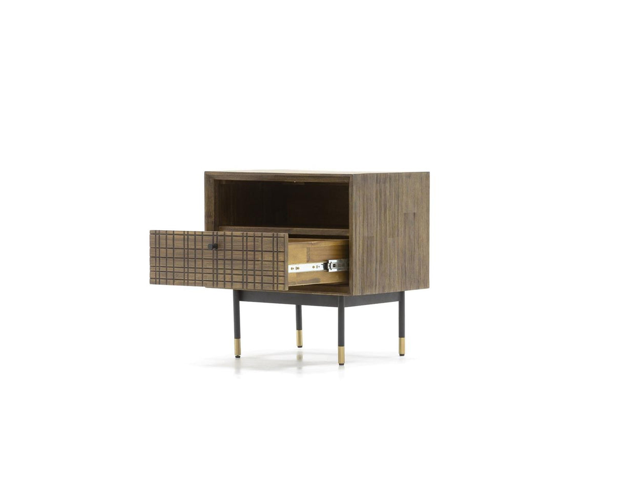 Noptiera Retro din Lemn de Acacia cu Picioare Metalice Livin Hill