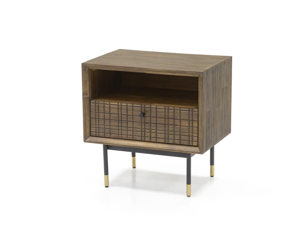 Noptiera Retro din Lemn de Acacia cu Picioare Metalice Livin Hill