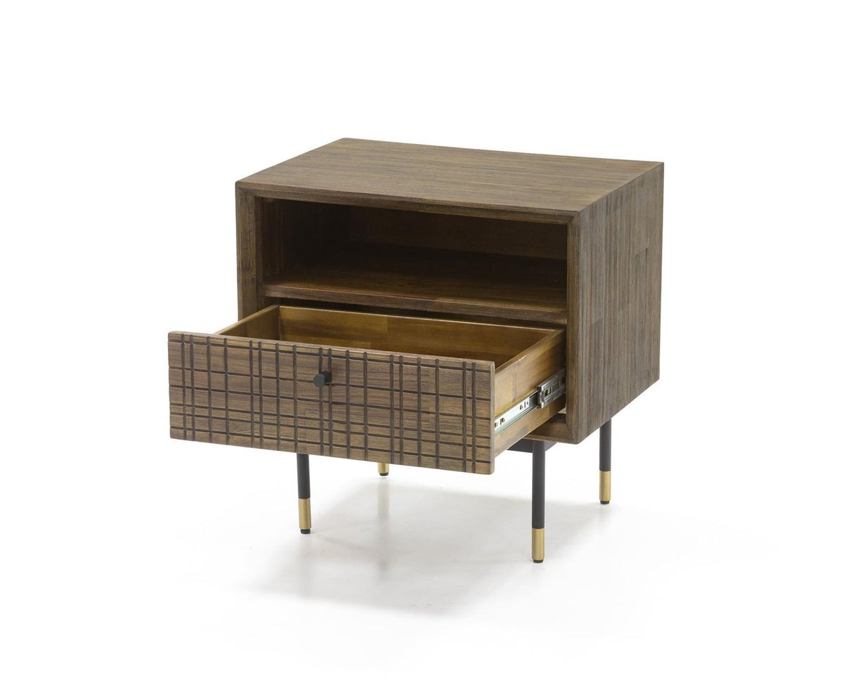 Noptiera Retro din Lemn de Acacia cu Picioare Metalice Livin Hill