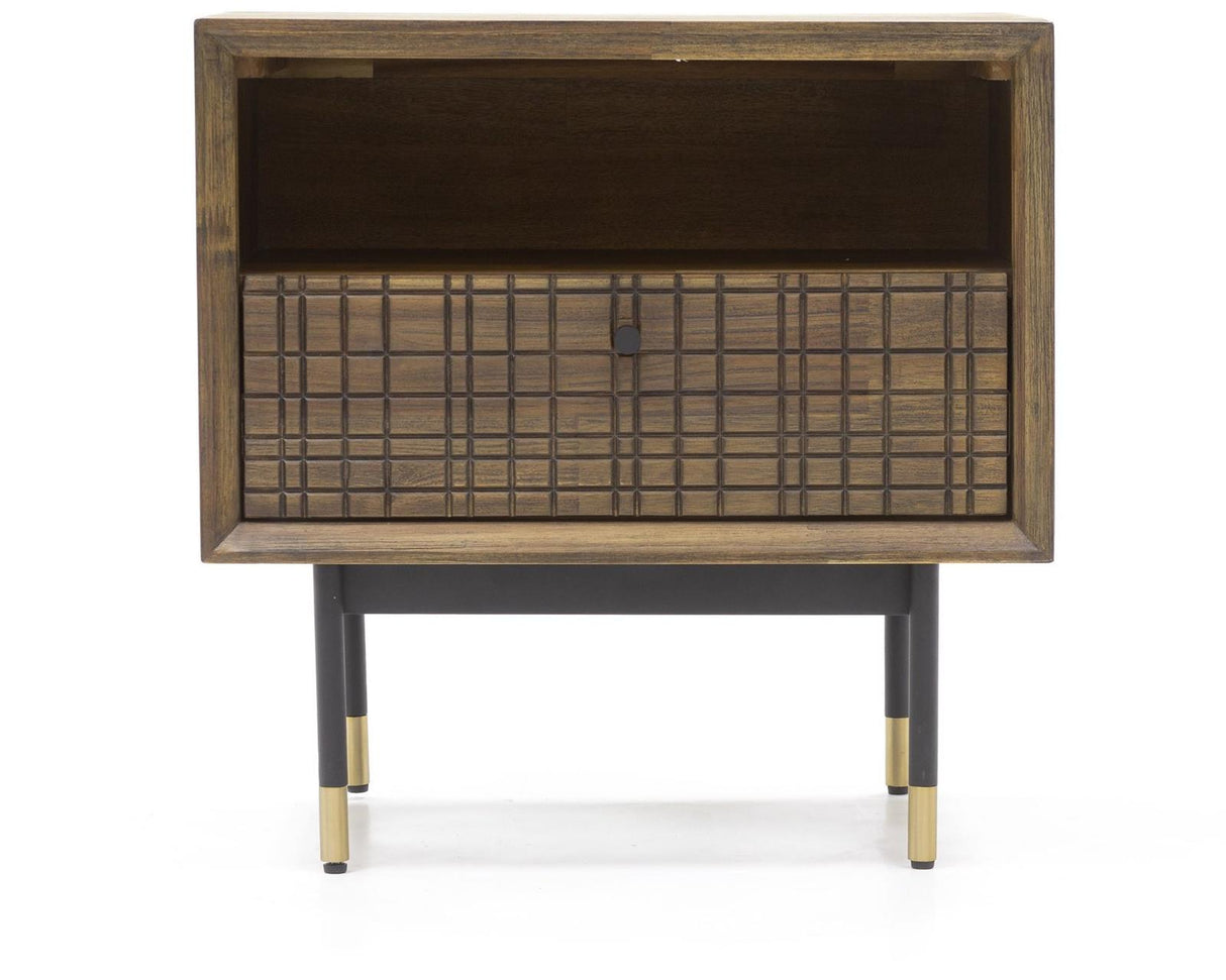 Noptiera Retro din Lemn de Acacia cu Picioare Metalice Livin Hill