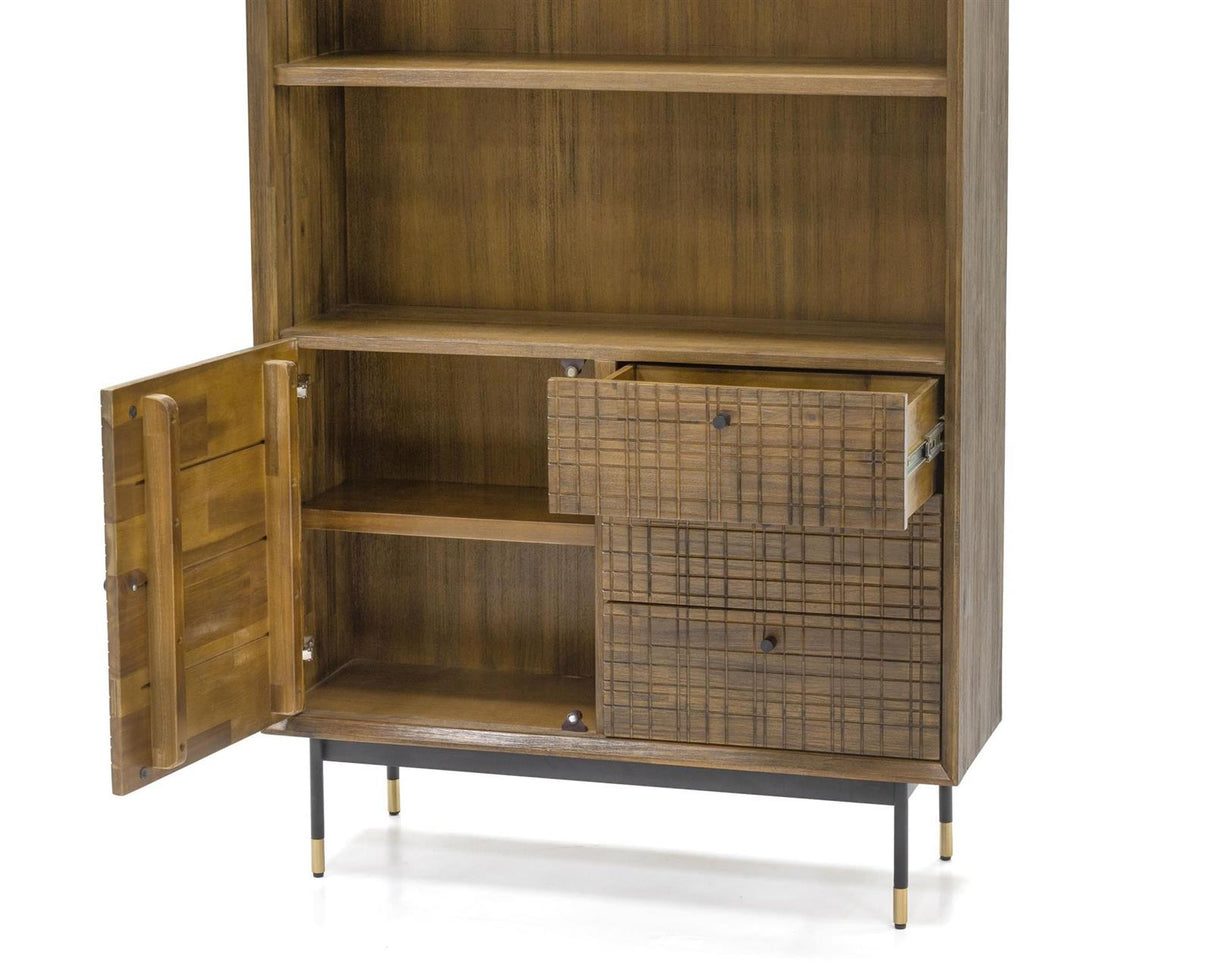 Biblioteca Retro din Lemn de Acacia cu Picioare Metalice Livin Hill