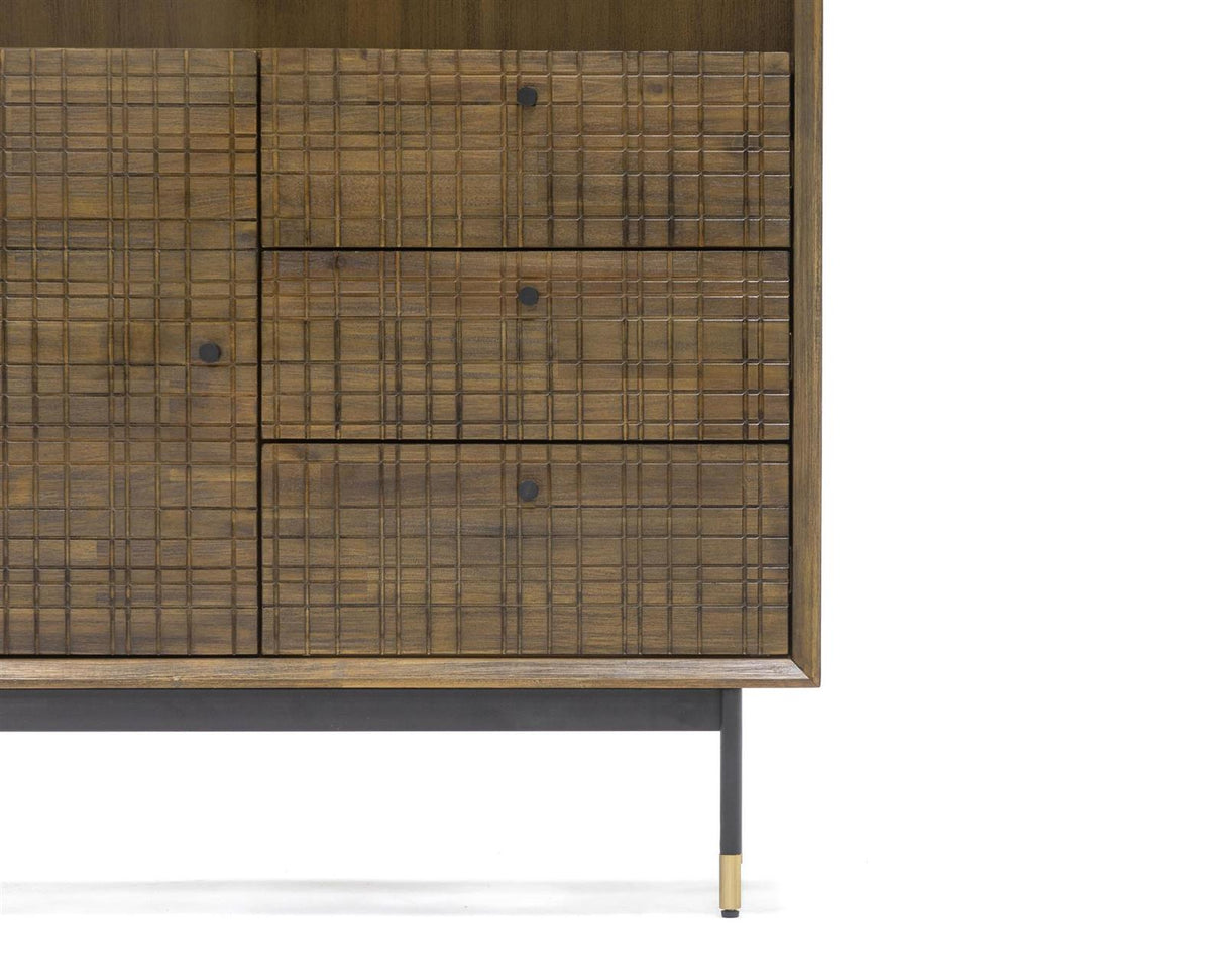 Biblioteca Retro din Lemn de Acacia cu Picioare Metalice Livin Hill