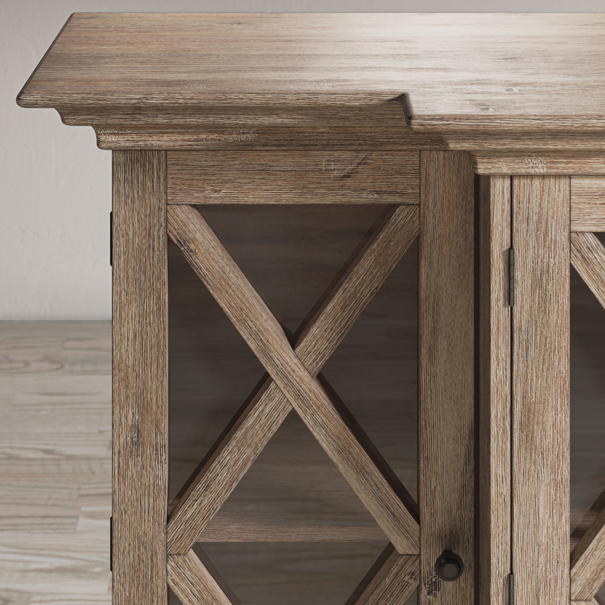 Comoda Hampton din Lemn de Acacia cu Fronturi din Sticla Livin Hill