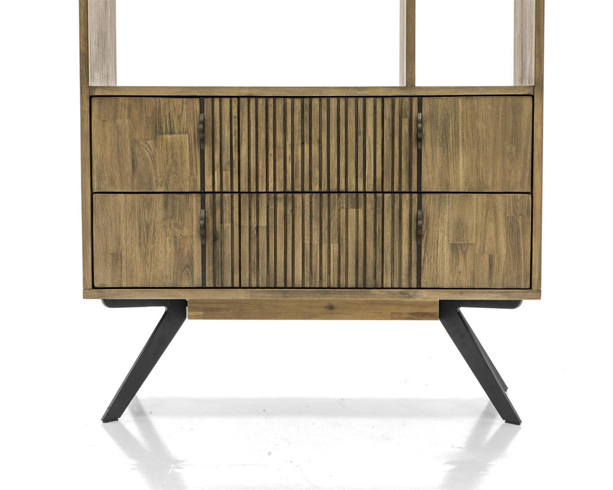 Biblioteca din Lemn de Acacia cu Manere Metalice Livin Hill