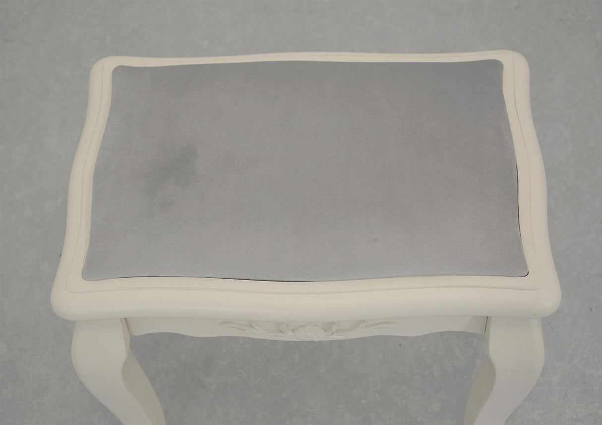 Taburet Alb-Antic cu Picioare Sculptate Gri Livin Hill