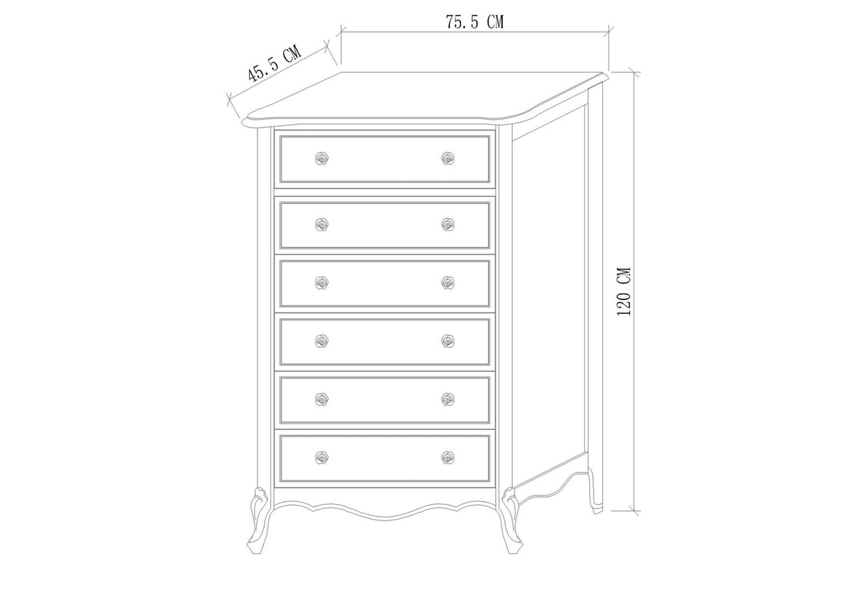 Comoda cu Picioare Sculptate Stil Provensal Alb Antichizat Livin Hill