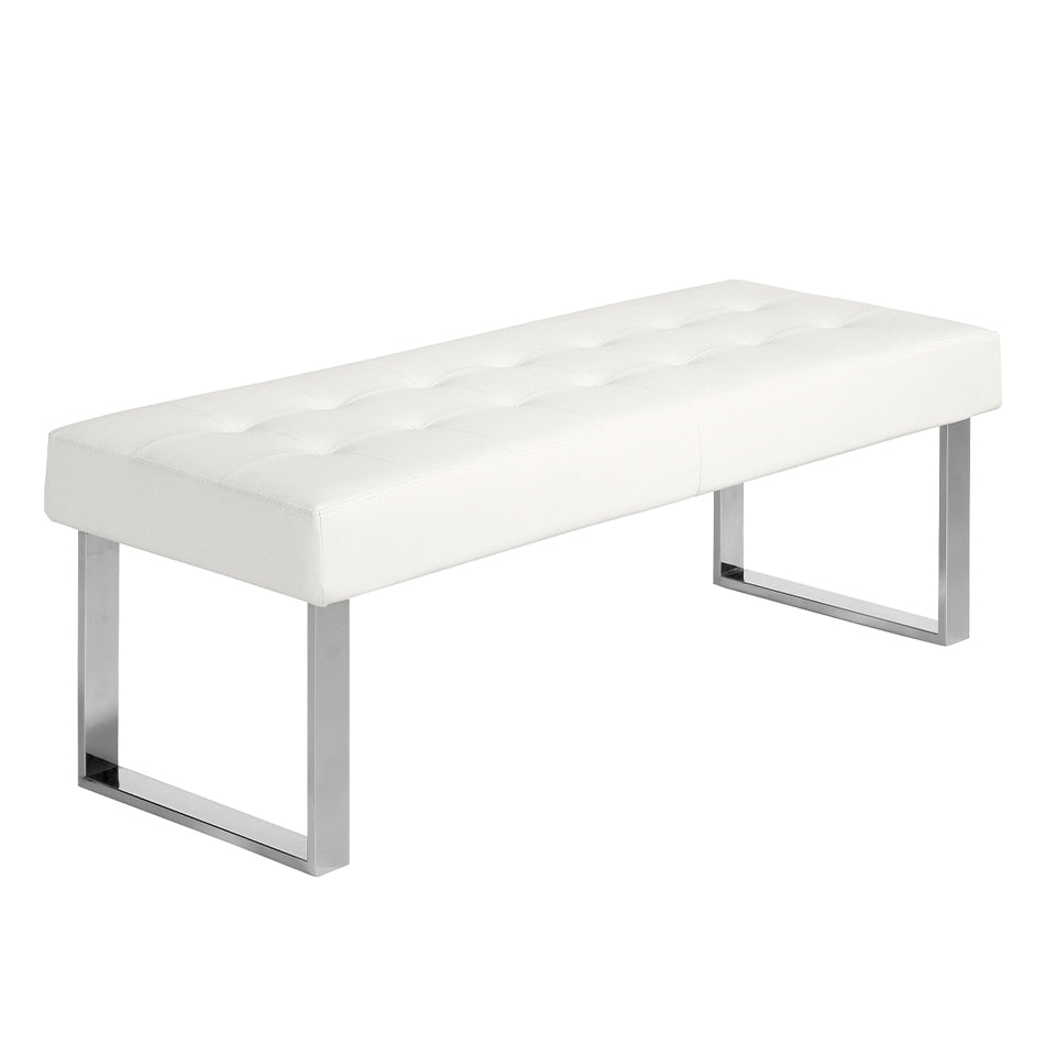 Banchetă tapițată albă cu picioare din oțel cromat – design modern și eleganță minimalistă 5000 Angel Cerdá