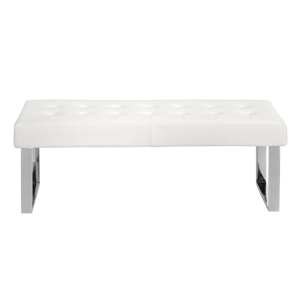 Banchetă tapițată albă cu picioare din oțel cromat – design modern și eleganță minimalistă 5000 Angel Cerdá