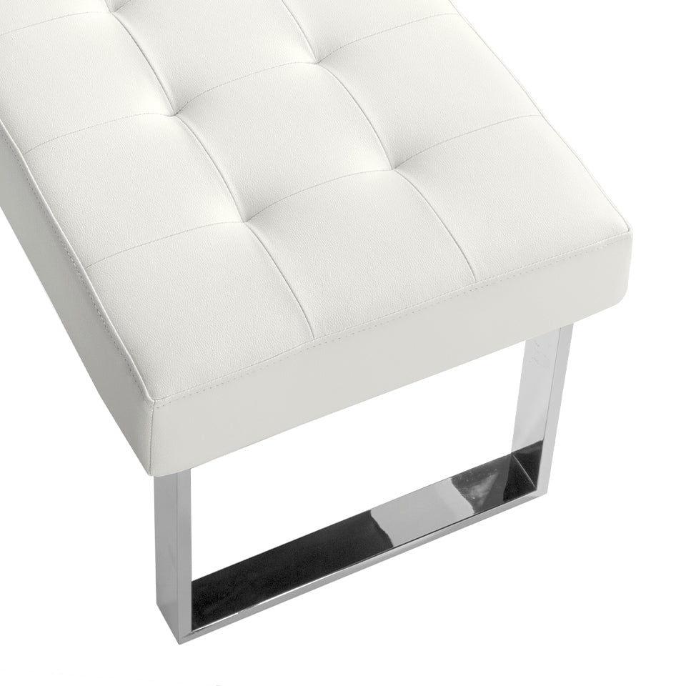 Banchetă tapițată albă cu picioare din oțel cromat – design modern și eleganță minimalistă 5000 Angel Cerdá
