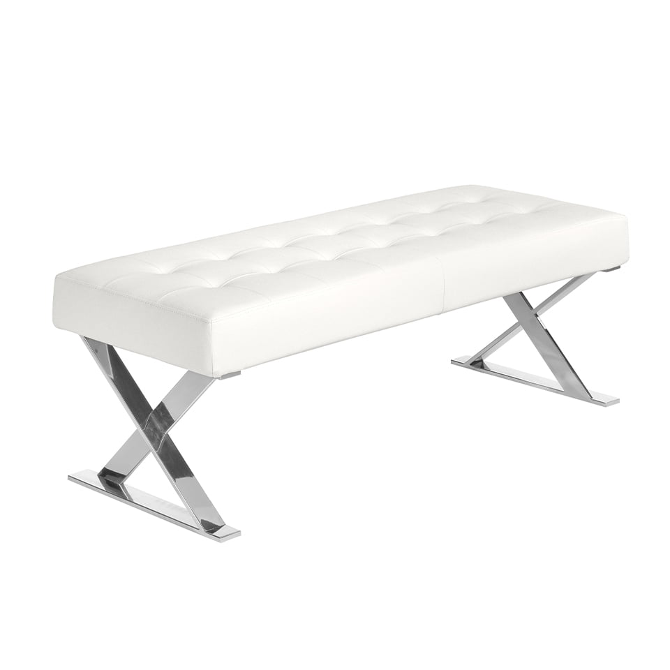 Banchetă tapițată albă cu picioare din oțel cromat – design modern și eleganță minimalistă 5001 Angel Cerdá